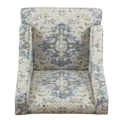 HomePop Traditional Fabric Swoop Arm Accent Chair In Antiqued Blue -Chair Promotion Store 2439051 4 L