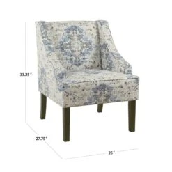 HomePop Traditional Fabric Swoop Arm Accent Chair In Antiqued Blue -Chair Promotion Store 2439051 8 L