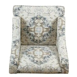 HomePop Traditional Fabric Swoop Arm Accent Chair In Antiqued Blue -Chair Promotion Store 2439052 4 L