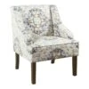 HomePop Traditional Fabric Swoop Arm Accent Chair In Antiqued Blue