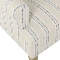HomePop Emerson Wood & Fabric Stripe Pattern Wingback Accent Chair In White/Blue -Chair Promotion Store 2439085 7 L