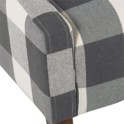 HomePop Wood And Fabric Plaid Pattern Swoop Arm Accent Chair In Black -Chair Promotion Store 2439136 6 L