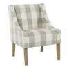 HomePop Wood And Fabric Plaid Pattern Swoop Arm Accent Chair In Black