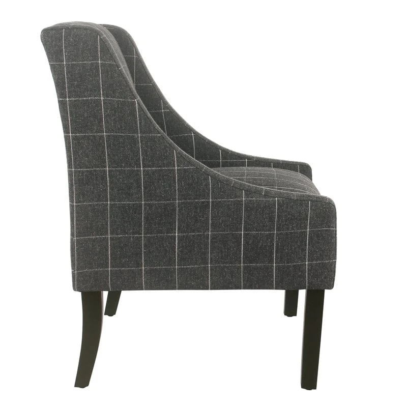 HomePop Wood And Fabric Windowpane Pattern Swoop Arm Accent Chair In Black 13 HomePop Wood And Fabric Windowpane Pattern Swoop Arm Accent Chair In Black - Image 13