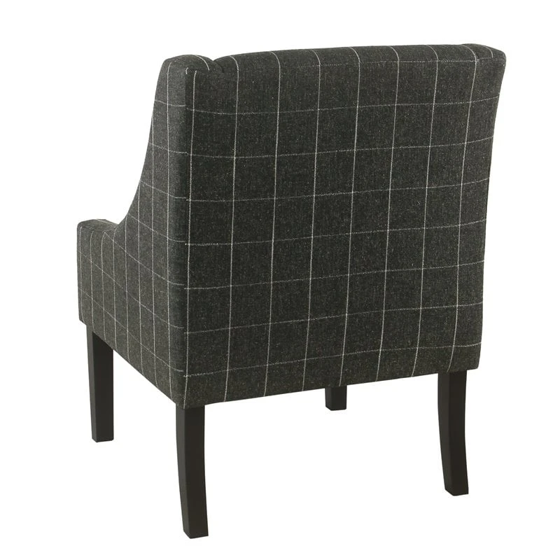 HomePop Wood And Fabric Windowpane Pattern Swoop Arm Accent Chair In Black 14 HomePop Wood And Fabric Windowpane Pattern Swoop Arm Accent Chair In Black - Image 14