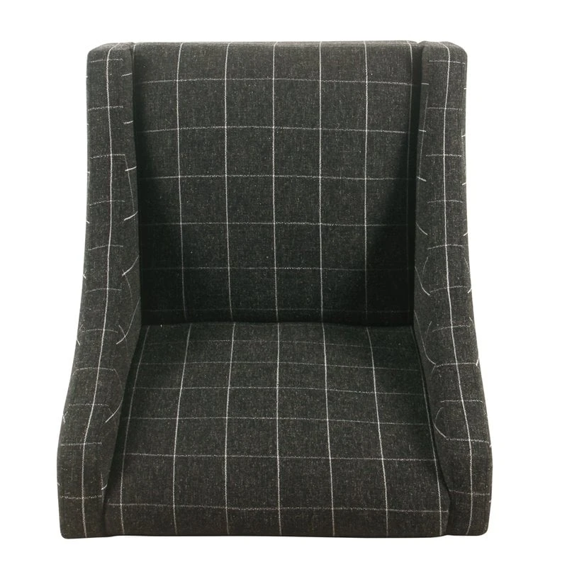 HomePop Wood And Fabric Windowpane Pattern Swoop Arm Accent Chair In Black 15 HomePop Wood And Fabric Windowpane Pattern Swoop Arm Accent Chair In Black - Image 15