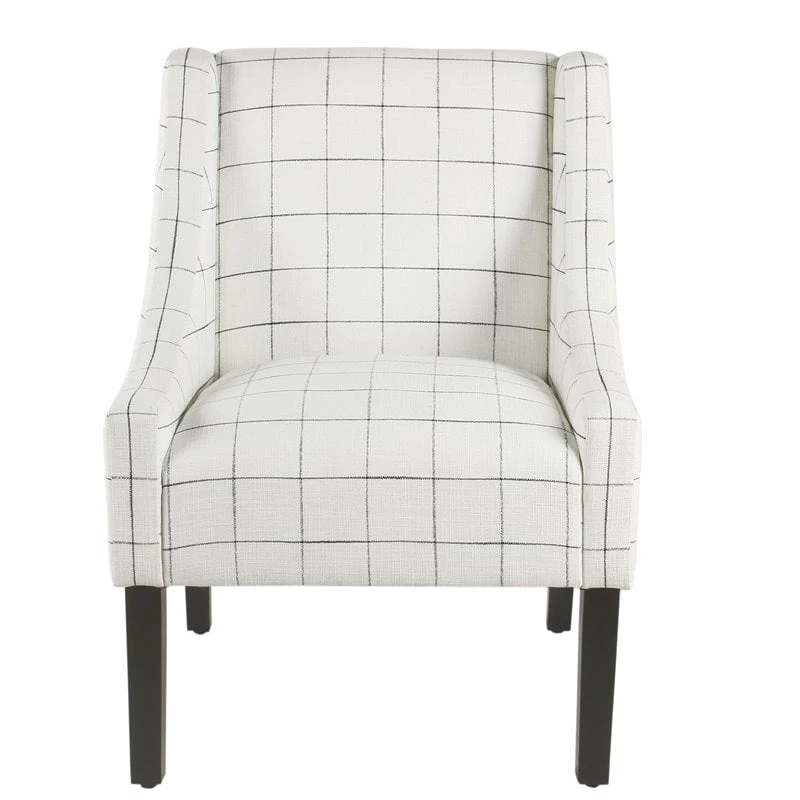 HomePop Wood And Fabric Windowpane Pattern Swoop Arm Accent Chair In Black 3 HomePop Wood And Fabric Windowpane Pattern Swoop Arm Accent Chair In Black - Image 3