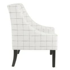 HomePop Wood And Fabric Windowpane Pattern Swoop Arm Accent Chair In Black 22 HomePop Wood And Fabric Windowpane Pattern Swoop Arm Accent Chair In Black -Chair Promotion Store 2439140 3 L 1