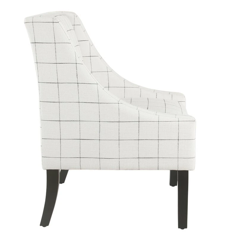 HomePop Wood And Fabric Windowpane Pattern Swoop Arm Accent Chair In Black 4 HomePop Wood And Fabric Windowpane Pattern Swoop Arm Accent Chair In Black - Image 4