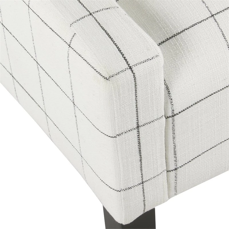 HomePop Wood And Fabric Windowpane Pattern Swoop Arm Accent Chair In White 8 HomePop Wood And Fabric Windowpane Pattern Swoop Arm Accent Chair In White - Image 8