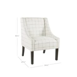 HomePop Wood And Fabric Windowpane Pattern Swoop Arm Accent Chair In Black 28 HomePop Wood And Fabric Windowpane Pattern Swoop Arm Accent Chair In Black -Chair Promotion Store 2439140 9 L 1
