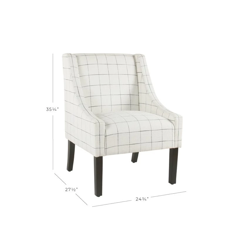 HomePop Wood And Fabric Windowpane Pattern Swoop Arm Accent Chair In Black 10 HomePop Wood And Fabric Windowpane Pattern Swoop Arm Accent Chair In Black - Image 10