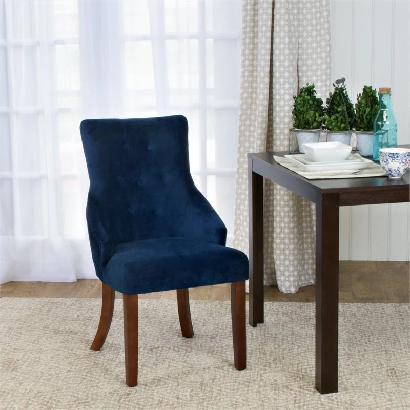 HomePop Traditional Velvet Tufted English Arm Accent Chair In Blue 2 HomePop Traditional Velvet Tufted English Arm Accent Chair In Blue - Image 2