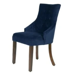 HomePop Traditional Velvet Tufted English Arm Accent Chair In Blue 18 HomePop Traditional Velvet Tufted English Arm Accent Chair In Blue -Chair Promotion Store 2439145 2 L