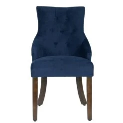 HomePop Traditional Velvet Tufted English Arm Accent Chair In Blue 19 HomePop Traditional Velvet Tufted English Arm Accent Chair In Blue -Chair Promotion Store 2439145 3 L