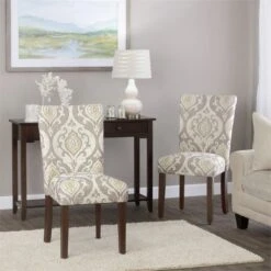 HomePop 38" Traditional Fabric Parsons Dining Chairs In Blue Finish (Set Of 2) -Chair Promotion Store 2439150 13 L