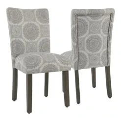 HomePop 38" Traditional Fabric Parsons Dining Chairs In Blue Finish (Set Of 2)