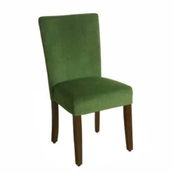 HomePop 38" Traditional Wood And Velvet Parson Dining Chairs In Green (Set Of 2) -Chair Promotion Store 2439168 2 L