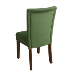 HomePop 38" Traditional Wood And Velvet Parson Dining Chairs In Green (Set Of 2) -Chair Promotion Store 2439168 3 L
