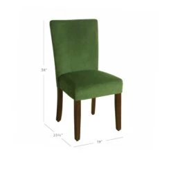 HomePop 38" Traditional Wood And Velvet Parson Dining Chairs In Green (Set Of 2) -Chair Promotion Store 2439168 9 L