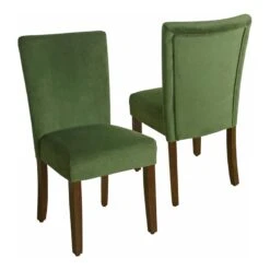 HomePop 38" Traditional Wood And Velvet Parson Dining Chairs In Green (Set Of 2) -Chair Promotion Store 2439168 L