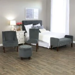 HomePop 38" Traditional Wood And Velvet Parson Dining Chairs In Green (Set Of 2) -Chair Promotion Store 2439169 7 L