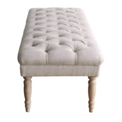 HomePop Layla Traditional Wood And Fabric Tufted Bench In Natural/Pink -Chair Promotion Store 2439226 3 L