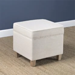 HomePop Cole Square Transitional Wood And Fabric Storage Ottoman In Blue -Chair Promotion Store 2439248 1 L