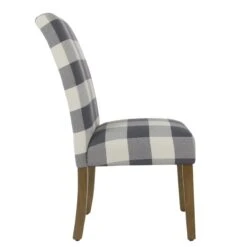 HomePop 38.5" Fabric Plaid Pattern Parsons Dining Chairs In Black (Set Of 2) 35 HomePop 38.5" Fabric Plaid Pattern Parsons Dining Chairs In Black (Set Of 2) -Chair Promotion Store 2439267 3 L