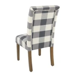 HomePop 38.5" Fabric Plaid Pattern Parsons Dining Chairs In Black (Set Of 2) 36 HomePop 38.5" Fabric Plaid Pattern Parsons Dining Chairs In Black (Set Of 2) -Chair Promotion Store 2439267 4 L