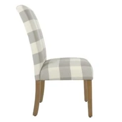 HomePop 38.5" Fabric Plaid Pattern Parsons Dining Chairs In Black (Set Of 2) 24 HomePop 38.5" Fabric Plaid Pattern Parsons Dining Chairs In Black (Set Of 2) -Chair Promotion Store 2439268 3 L