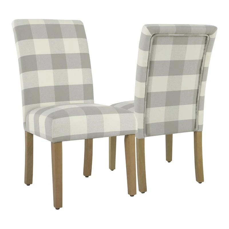 HomePop 38.5" Fabric Plaid Pattern Parsons Dining Chairs In Black (Set Of 2) 1 HomePop 38.5" Fabric Plaid Pattern Parsons Dining Chairs In Black (Set Of 2)