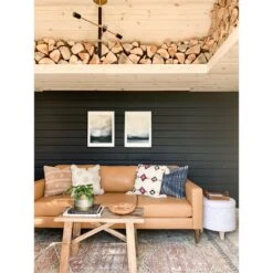 HomePop Cole Round Transitional Wood And Fabric Storage Ottoman In Blue -Chair Promotion Store 2439275 6 L