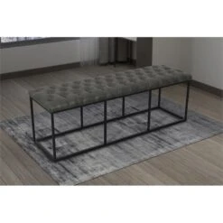 HomePop Draper Modern Faux Leather Large Ottoman With Button Tufting In Brown -Chair Promotion Store 2439285 1 L