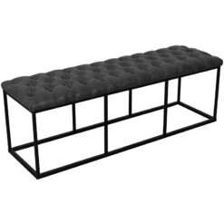 HomePop Draper Modern Faux Leather Large Ottoman With Button Tufting In Brown -Chair Promotion Store 2439285 12 L