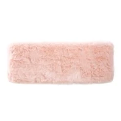 HomePop Rectangle Transitional Wood And Faux Fur Bench In Pink -Chair Promotion Store 2439290 3 L