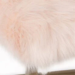 HomePop Rectangle Transitional Wood And Faux Fur Bench In Pink -Chair Promotion Store 2439290 5 L