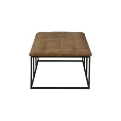 HomePop Draper Modern Faux Leather Large Ottoman With Button Tufting In Brown -Chair Promotion Store 2439301 3 L