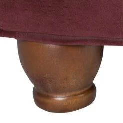 HomePop Round Traditional Wood And Velvet Storage Ottoman In Red -Chair Promotion Store 2439312 4 L