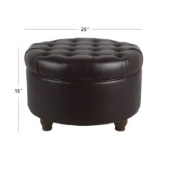 HomePop Round Traditional Wood And Faux Leather Large Storage Ottoman In Gray 23 HomePop Round Traditional Wood And Faux Leather Large Storage Ottoman In Gray -Chair Promotion Store 2439313 7 L