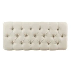 HomePop Ainsley Traditional Fabric Button Tufted Storage Bench In Cream Finish -Chair Promotion Store 2439359 3 L