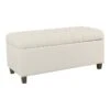 HomePop Ainsley Traditional Fabric Button Tufted Storage Bench In Light Blue