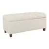 HomePop Ainsley Traditional Fabric Button Tufted Storage Bench In Cream Finish
