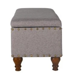 HomePop Rectangle Traditional Fabric Storage Bench With Nailhead Trim In Tan 35 HomePop Rectangle Traditional Fabric Storage Bench With Nailhead Trim In Tan -Chair Promotion Store 2439375 3 L