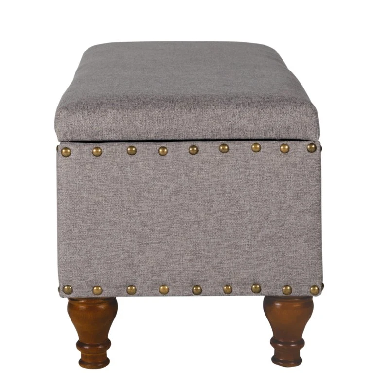 HomePop Rectangle Traditional Fabric Storage Bench With Nailhead Trim In Tan 16 HomePop Rectangle Traditional Fabric Storage Bench With Nailhead Trim In Tan - Image 16