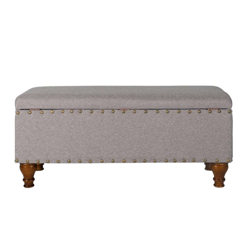 HomePop Rectangle Traditional Fabric Storage Bench With Nailhead Trim In Tan 17 HomePop Rectangle Traditional Fabric Storage Bench With Nailhead Trim In Tan - Image 17