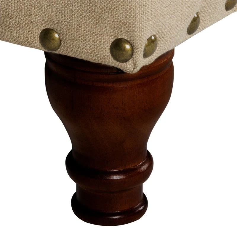 HomePop Rectangle Traditional Fabric Storage Bench With Nailhead Trim In Tan 10 HomePop Rectangle Traditional Fabric Storage Bench With Nailhead Trim In Tan - Image 10