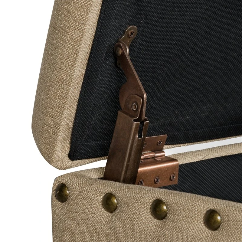HomePop Rectangle Traditional Fabric Storage Bench With Nailhead Trim In Tan 11 HomePop Rectangle Traditional Fabric Storage Bench With Nailhead Trim In Tan - Image 11