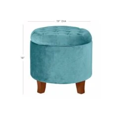 HomePop Round Transitional Wood And Velvet Ottoman With Storage In Red -Chair Promotion Store 2439412 11 L