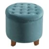 HomePop Round Transitional Wood And Velvet Ottoman With Storage In Red